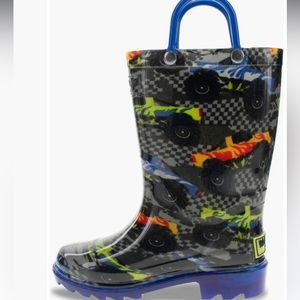 Kids' Drag Race Light-Up Rain Boot Waterproof Pull on Rubber, removable